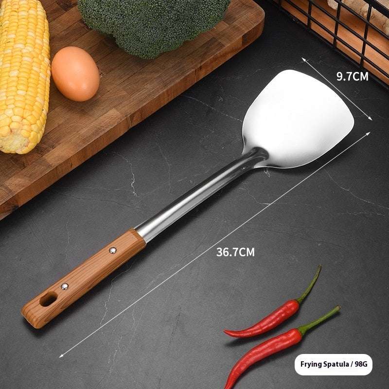 Stainless Steel Stir-Fry Utensil Set Stainless Steel Spatula Perforated Ladle | Ectron Online