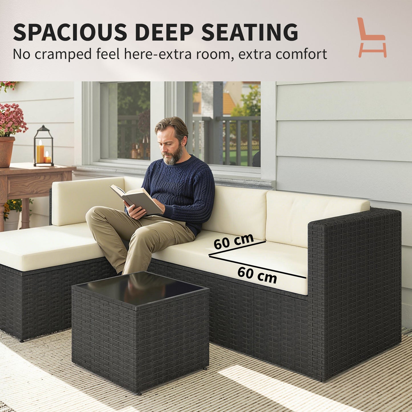 3-Piece Wicker Outdoor Patio Conversation Set - Beige