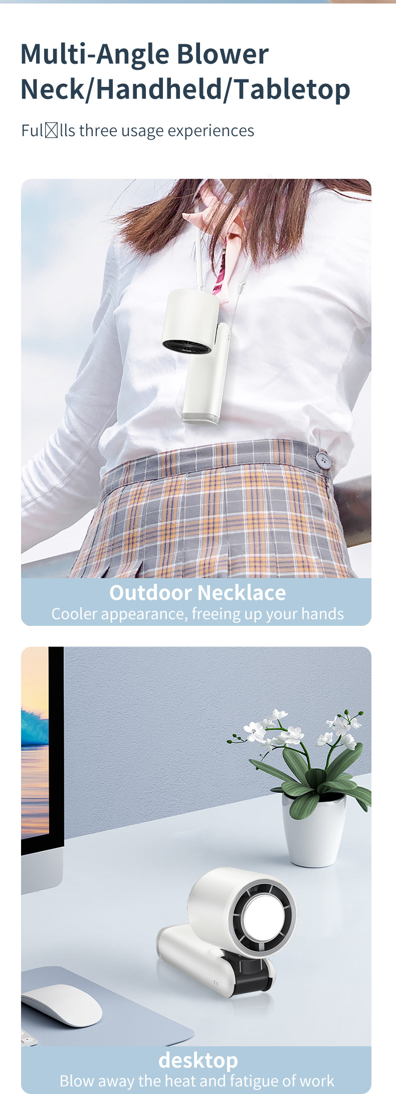 Portable Turbo Handheld Fan - Rechargeable Foldable Mini Fan