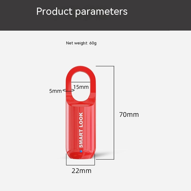 Red 'SMART LOOK' device with dimensions and weight information on a white background
