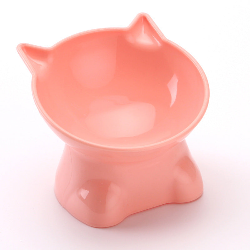 Nordic Style Pet Bowl Protective Cervical Kneeling High Foot Anti-tumble Plastic Oblique Mouth