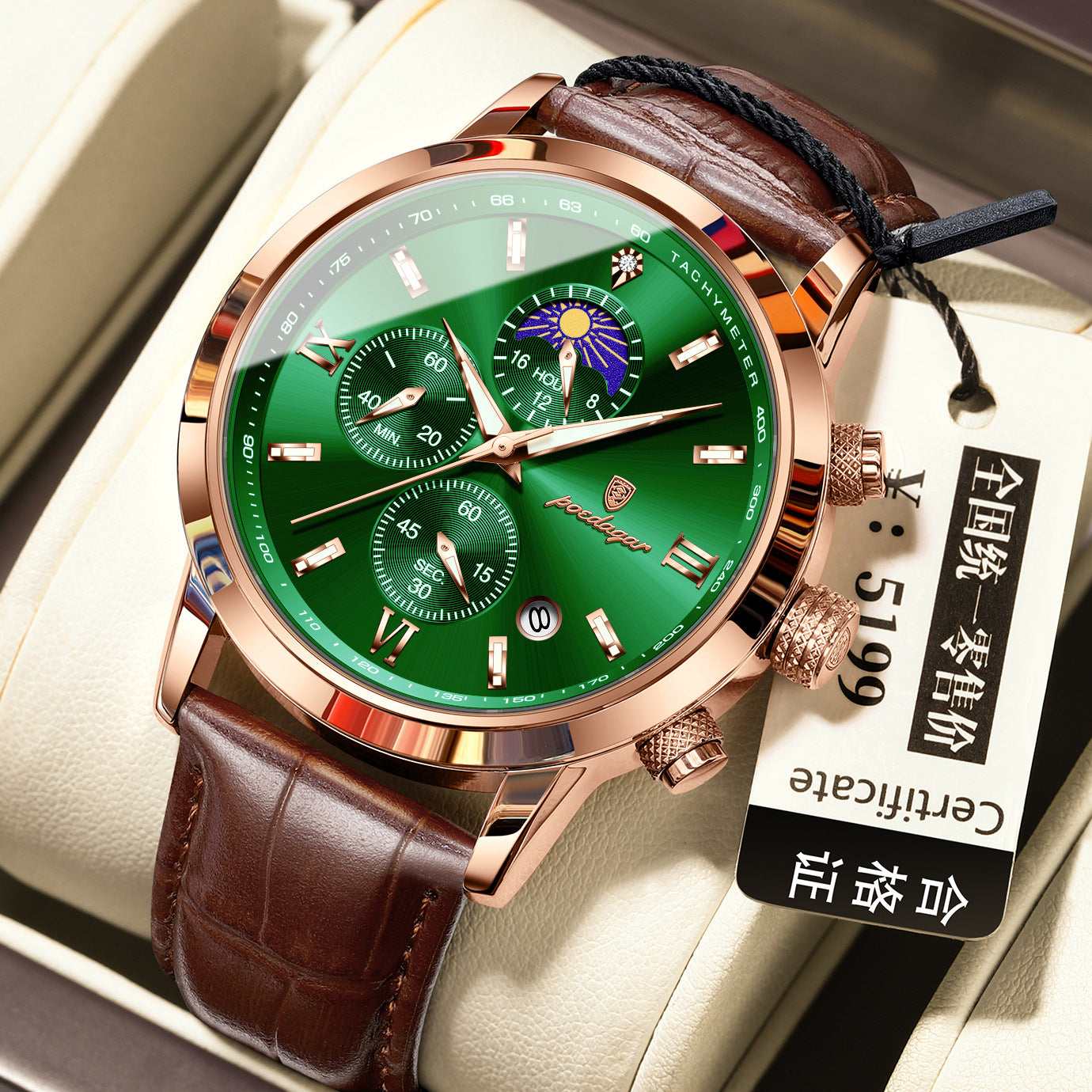 Men's Moon Phase Multi-function Chronograph Watch Men's Watch With Moon Phase And Multi-fu | Ectron Online