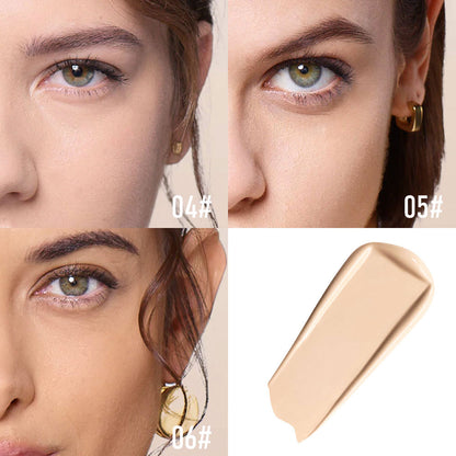 Matte liquid foundation SPF 30 shade swatches 04#, 05#, 06# on skin