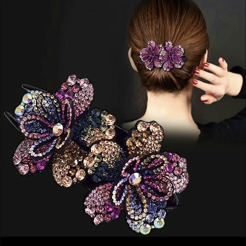 Double Flower Duckbill Clip – Elegant Acrylic Hair Accessory Ponytail With Duckbill Simple Temperamen | Ectron Online