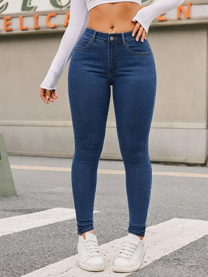 Women's Skinny Stretch Jeans | High-Elasticity Slim Fit Denim Skinny Stretch Feet Pants Jeans | Ectron Online