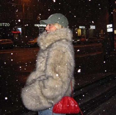 Women's Baggy Artificial Fur Coat | Oversized Faux Fur Jacket Women's Artificial Fur Fashion Baggy Coa | Ectron Online