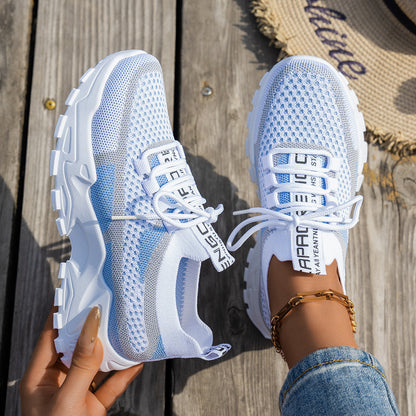 Women's Flyknit Mesh Sneakers | Breathable Lace-Up Walking Shoes Flyknit Mesh Shoes Women's Breathable La | Ectron Online