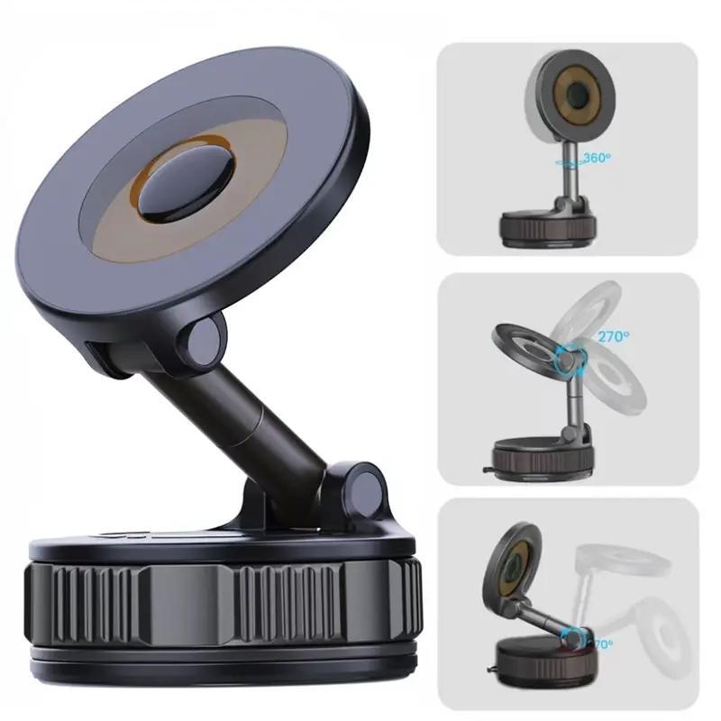 Retractable Magnetic Car Phone Holder - 360° Vacuum Suction