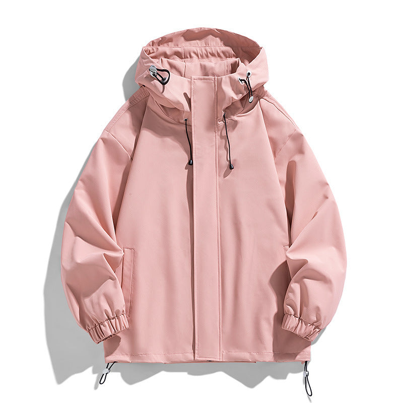 Men's Loose Hooded Shell Jacket Men's Sports Casual Shell Jacket Solid C | Ectron Online