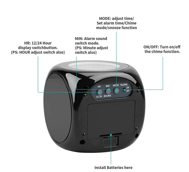 LED Projection Alarm Clock with Voice Talking | Digital LCD Snooze
