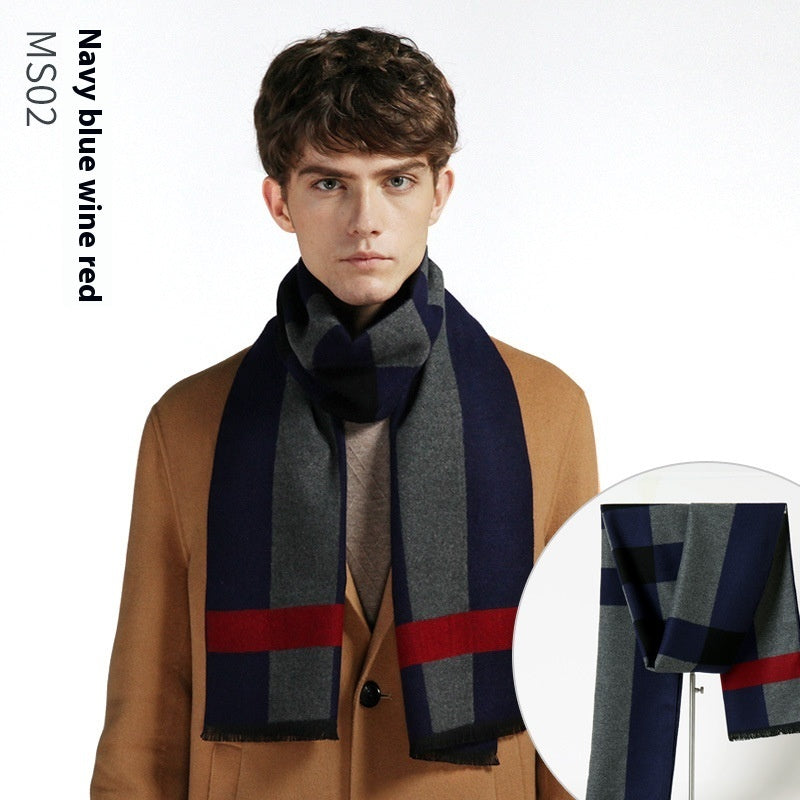 Simple Plaid Warm Keeping Artificial Cashmere Scarf Men's Scarves | Ectron Online