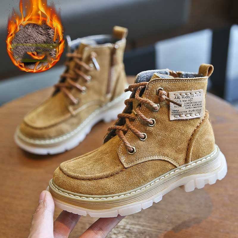 Fashionable Kids' Leather & Velvet Martin Boots Children's New Martin Boots Leather And | Ectron Online