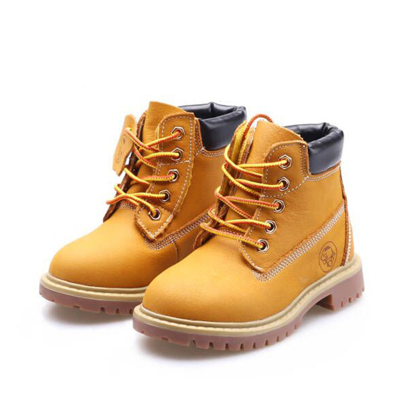 Children's Yellow Leather Martin Boots Small Yellow Leather Shoes Children's La | Ectron Online