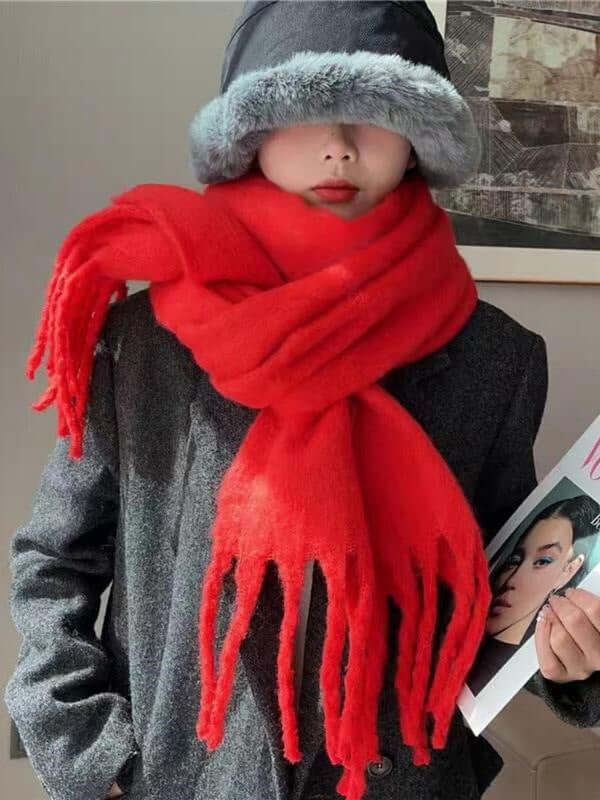 High Quality Wool-Like Solid Color Scarf Women's Wool-like Autumn And Winter Soli | Ectron Online