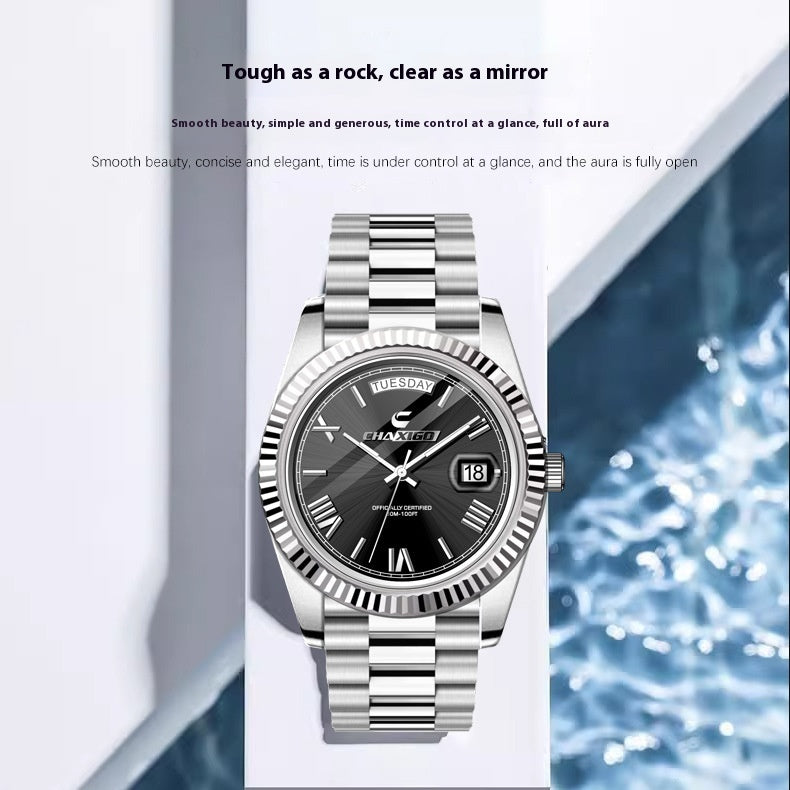 Men's Fashion Quartz Watch Fashion Men's Watch Steel Band Large Dia | Ectron Online