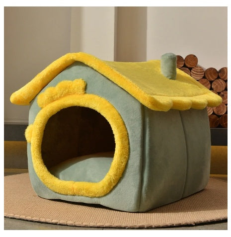 Foldable Dog House Pet Cat Bed Winter Dog Villa Sleep Kennel Removable Nest Warm Enclosed Cave Sofa Pets Supplies