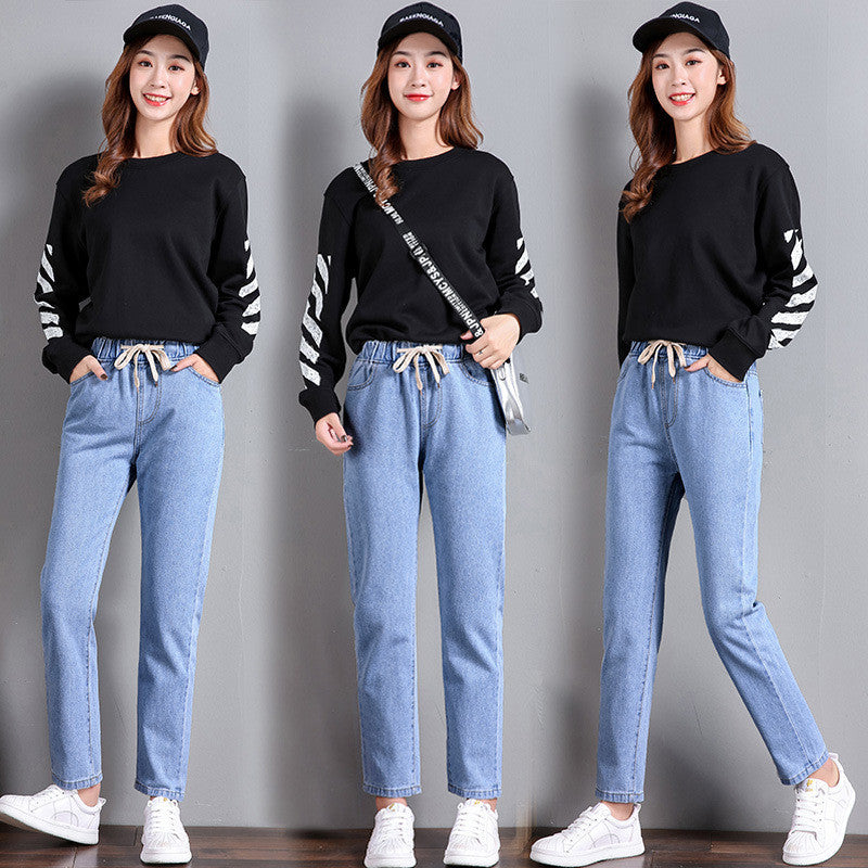 Korean Style Women's High-Waist Jeans Korean Style Women's Straight Casual Ela | Ectron Online