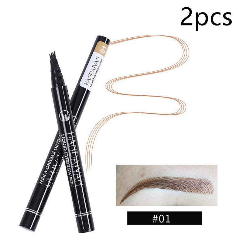 Eyebrow liquid pen pair, shade #01, two pens with swatch and curved lines