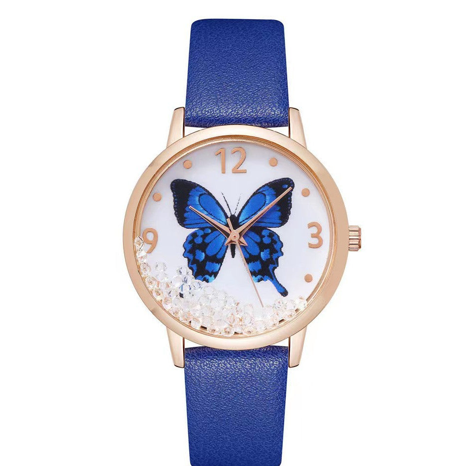 Women's Fashion Numbers Rhinestone Butterfly Quartz Watch