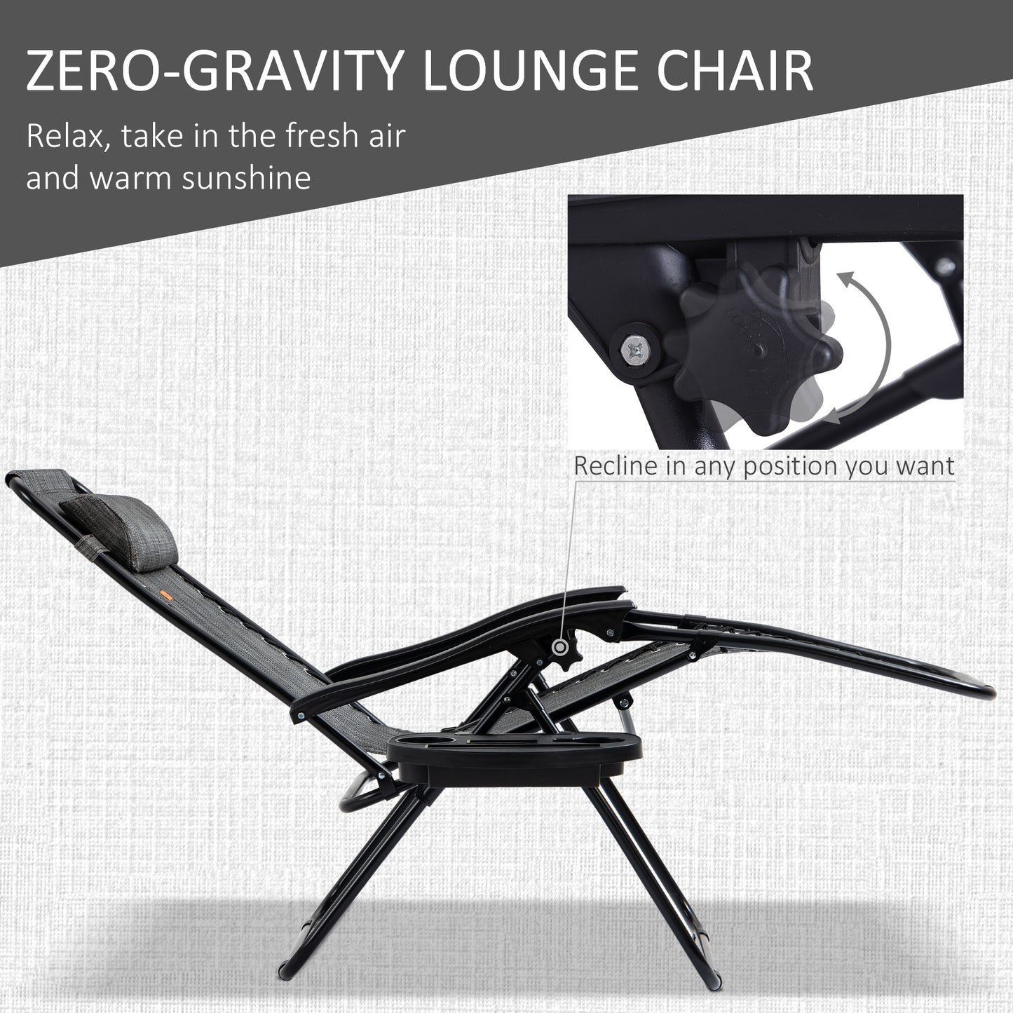 Zero Gravity Chair Set with Side Table - Folding Reclining Loungers