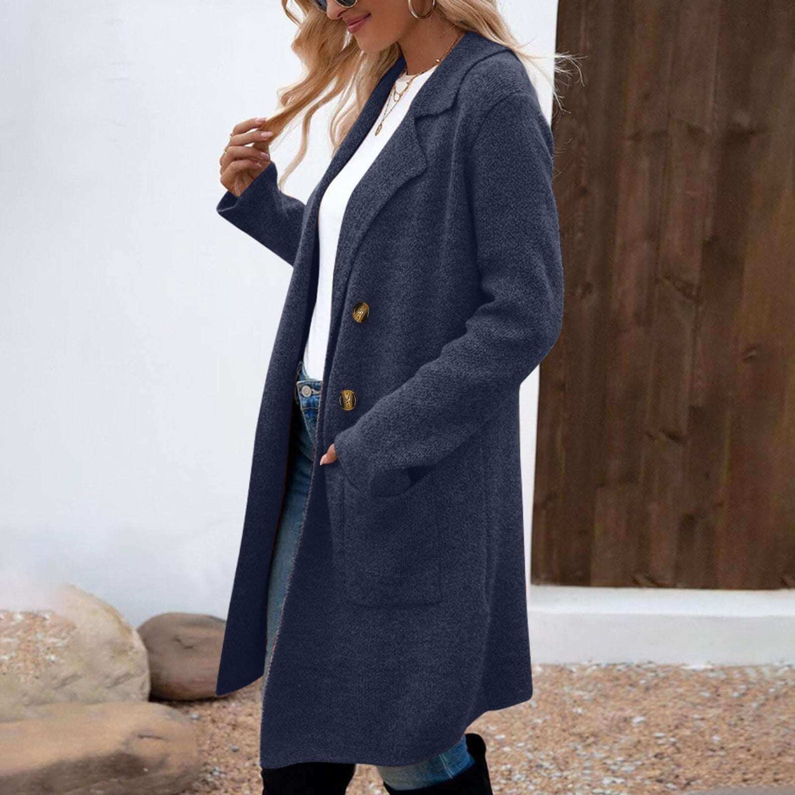 Women's Mid-Length Woolen Coat Suit Jacket Women's Fashionable All-match Mid-length | Ectron Online