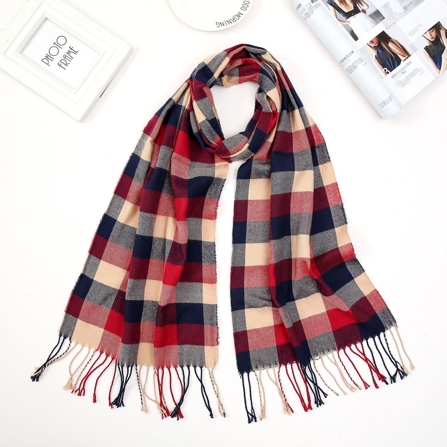 Men's Fashion English Plaid Faux Cashmere Scarf