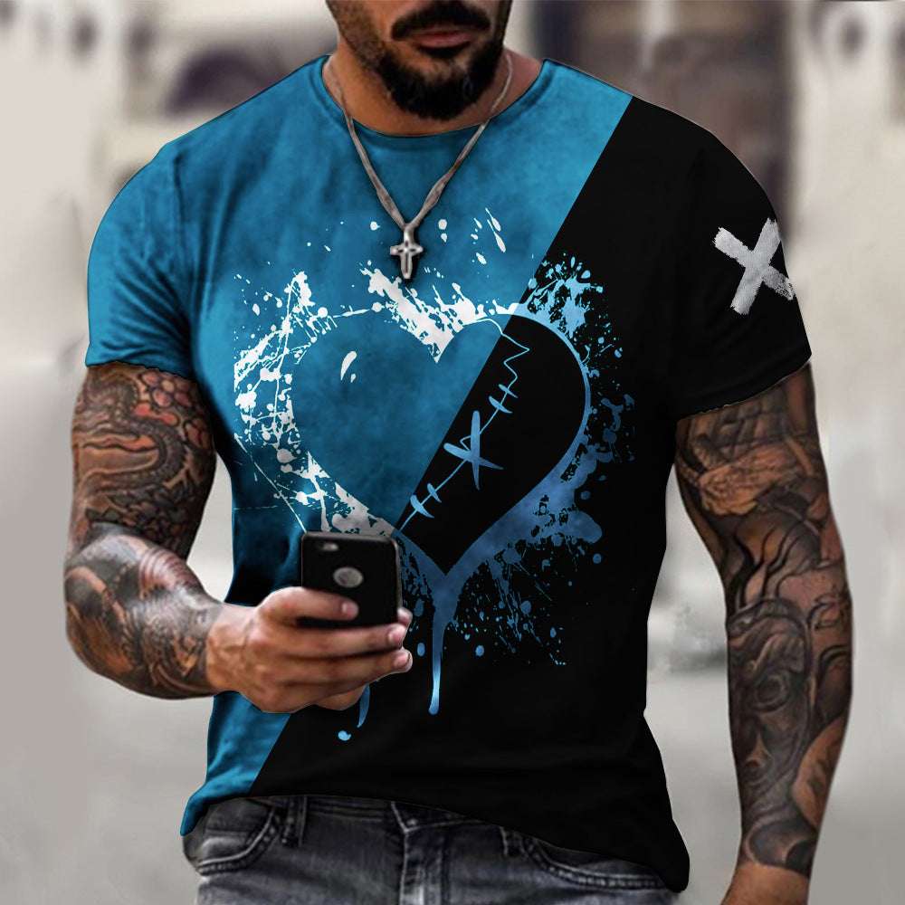 Casual Round Neck Digital Print T-Shirt – Short Sleeve Tee Casual Round Neck Short Sleeve Digital P | Ectron Online