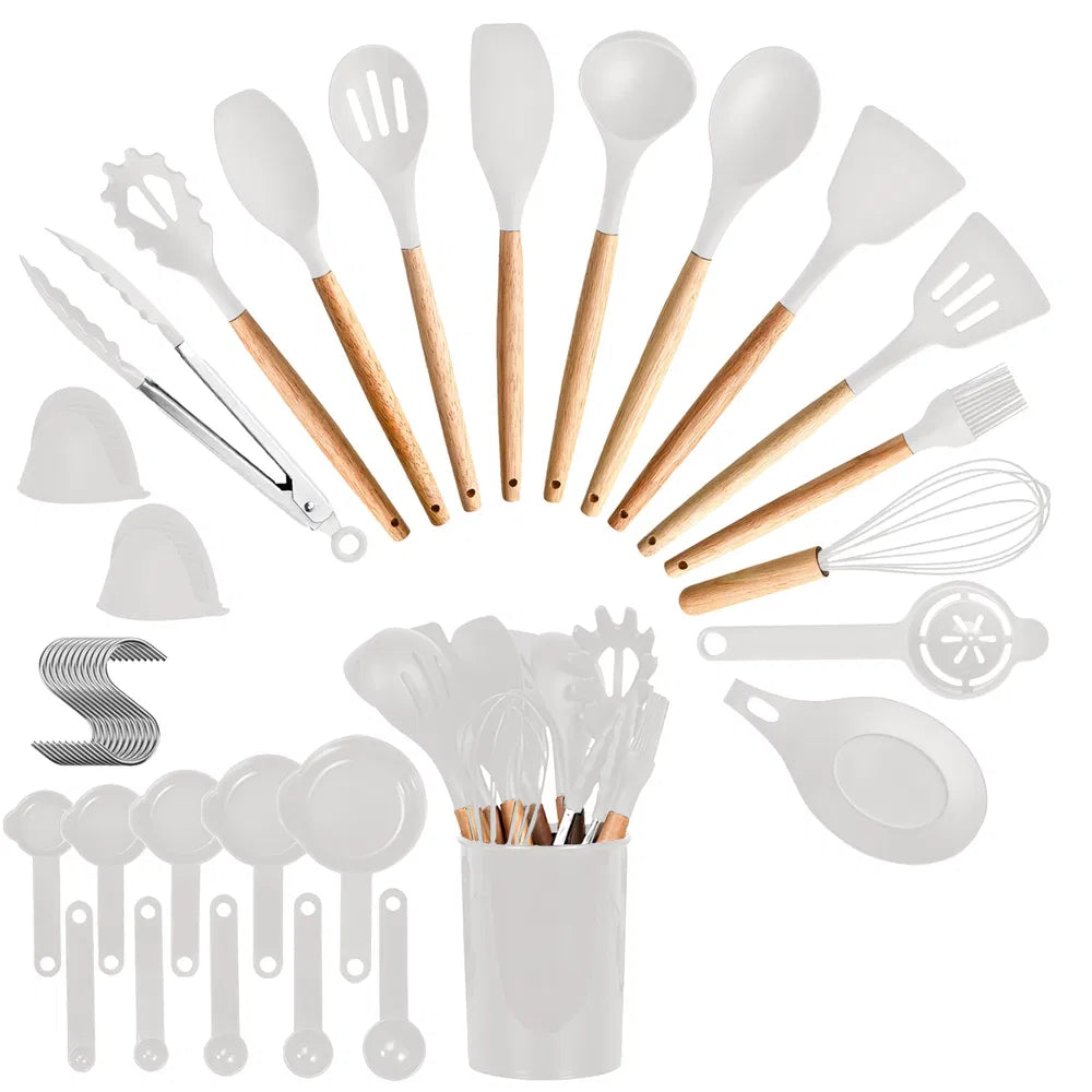 35-Piece Kitchen Cooking Utensils Set | Complete Silicone & Steel Tool Set