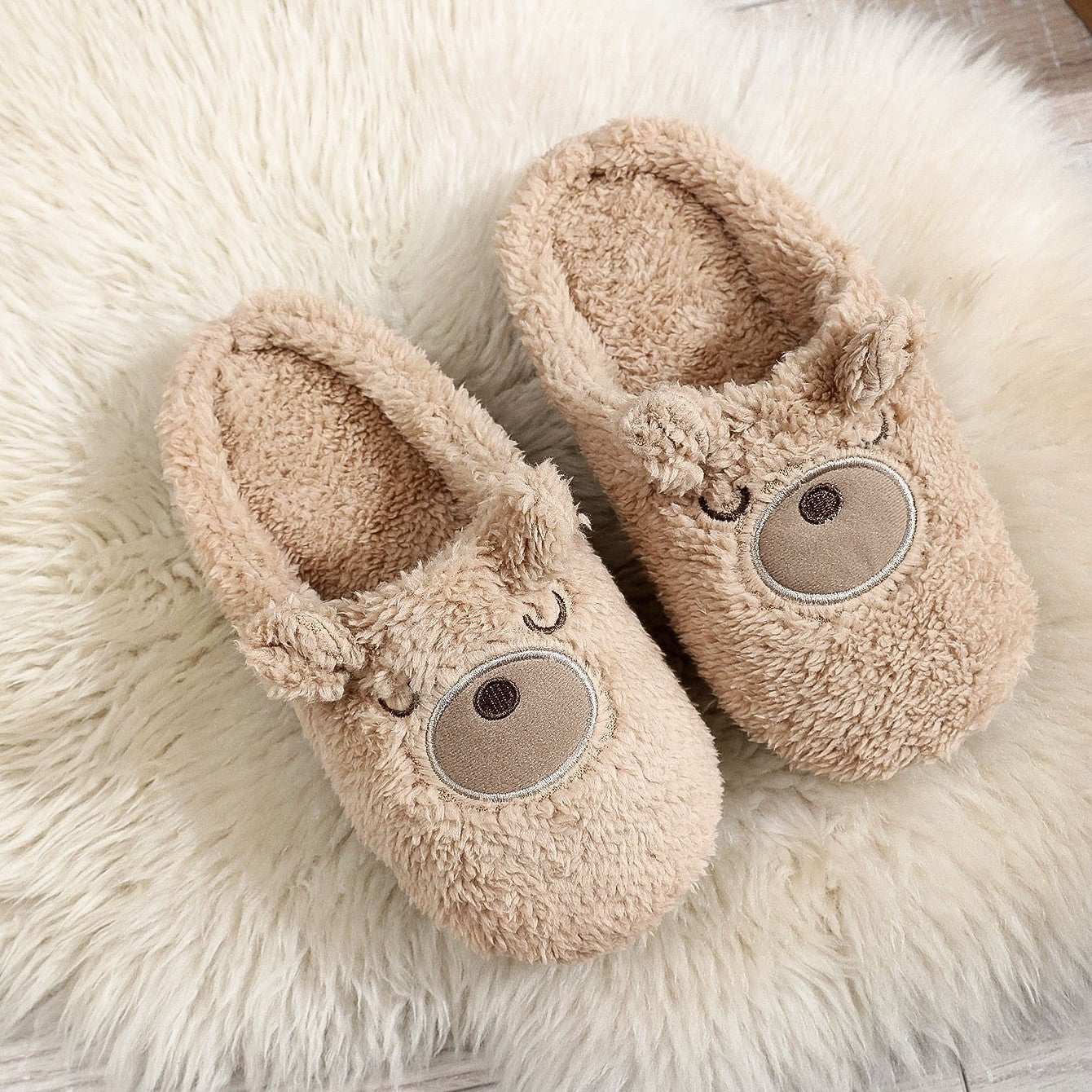 Cute Round Toe Brown Toe Ring In Stock Couple Soft Bottom Flat Heel Medium Mouth Suede Cotton Slippers Cute Round Toe Brown Toe Ring In Stock C | Ectron Online