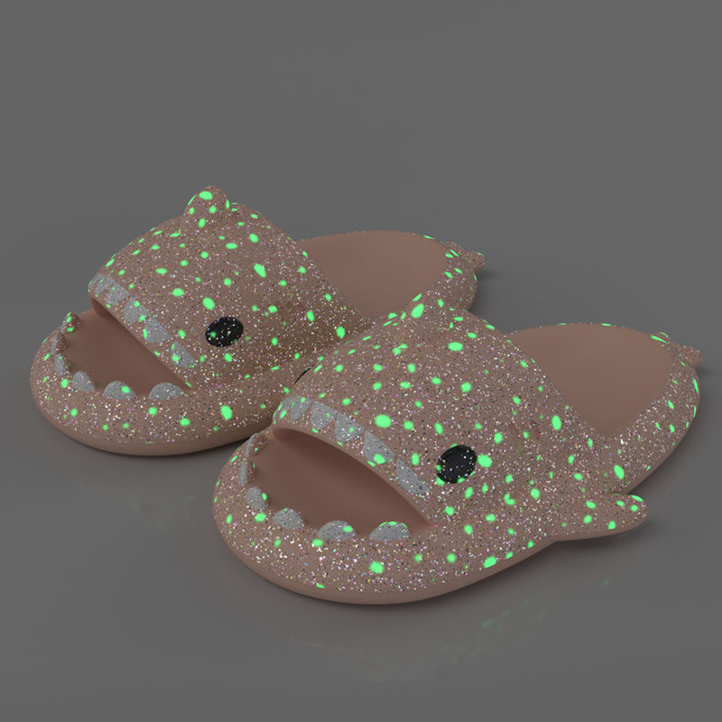 Shark Slippers With Starry Night Light Design Bathroom Slippers Couple House Shoes For Women Shark Slippers With Starry Night Light D | Ectron Online