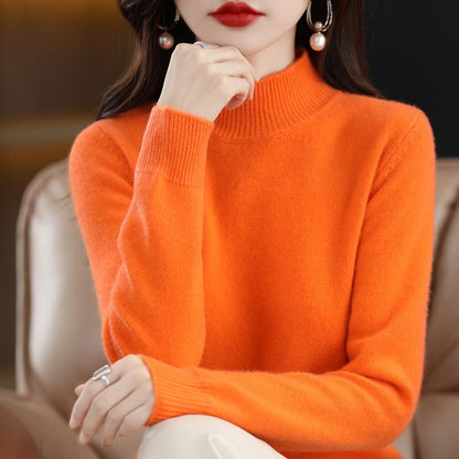 Women's Half-High Collar Sweater | Slimming Loose Knit Winter Top Autumn And Winter Sweater Half-high Coll | Ectron Online