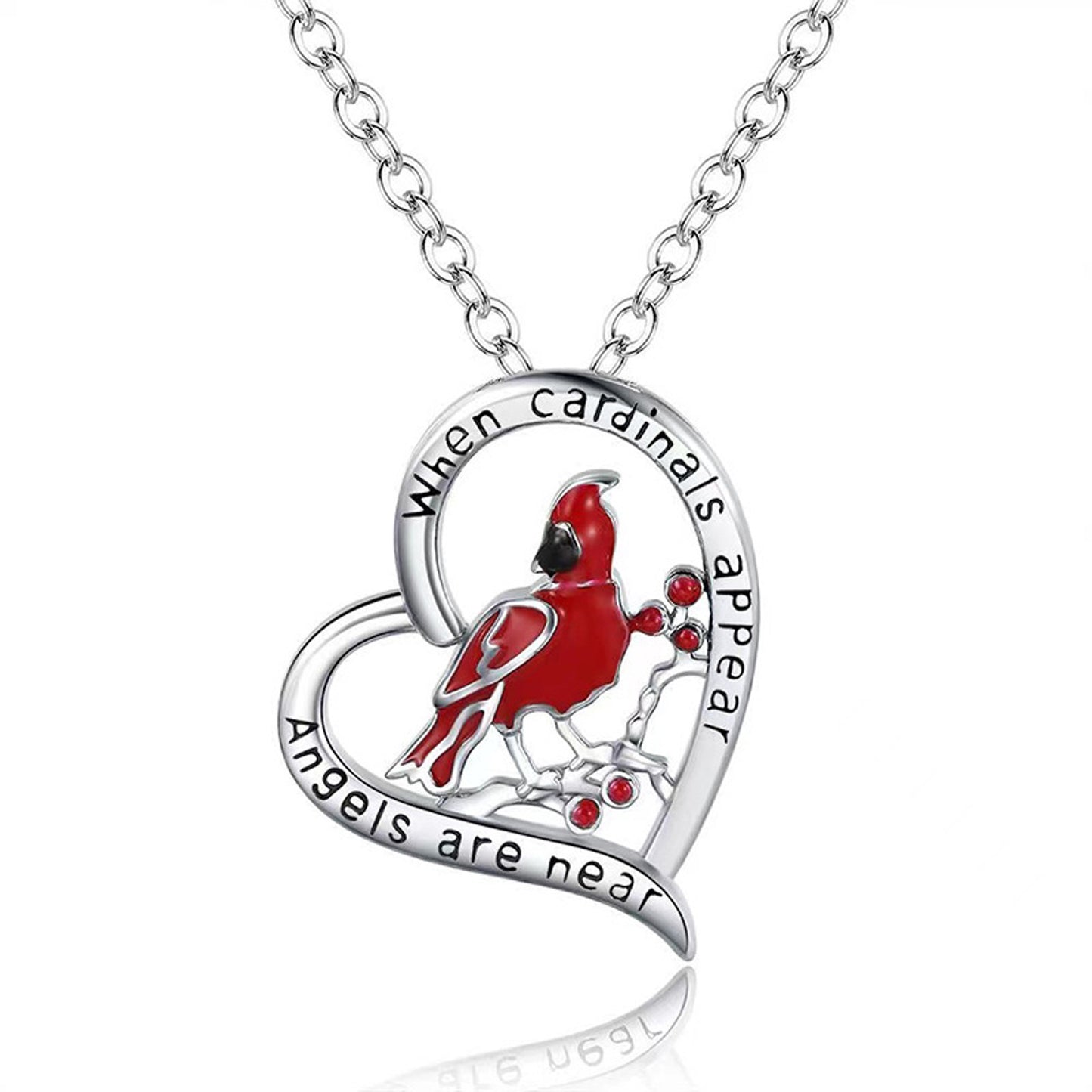 Creative Heart-Shaped Cardinal Pendant Necklace