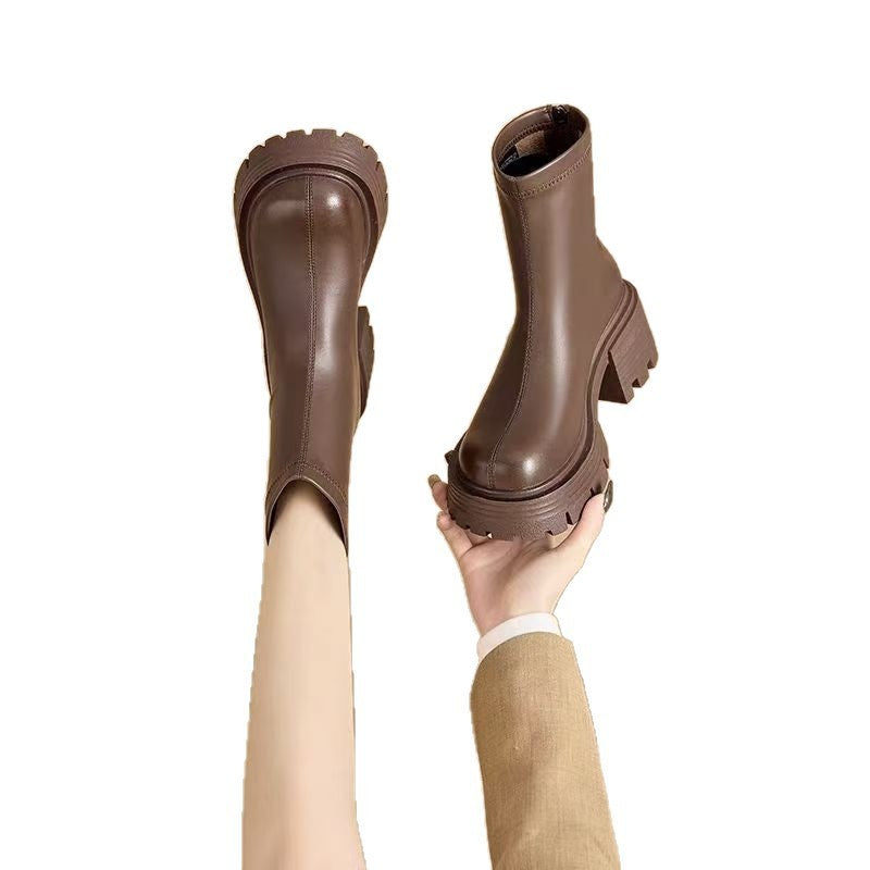 British Style Platform Ankle Boots