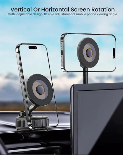 Retractable Magnetic Car Phone Holder - 360° Vacuum Suction