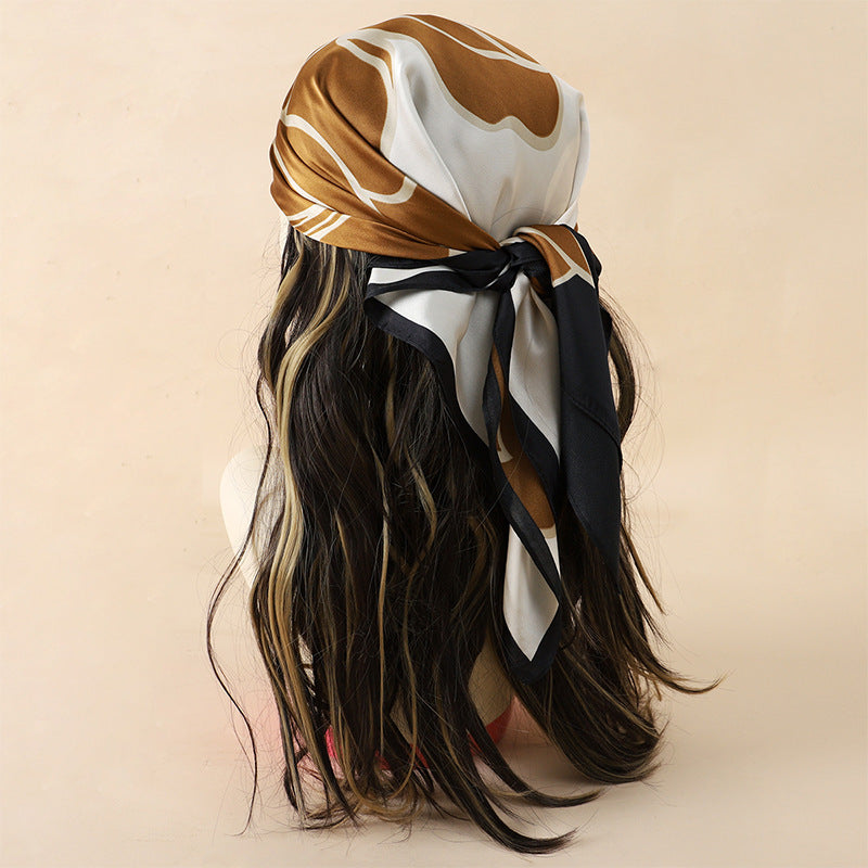 Solid Color Square Scarf - Elegance & Style Artificial Silk Striped High-grade Korea | Ectron Online
