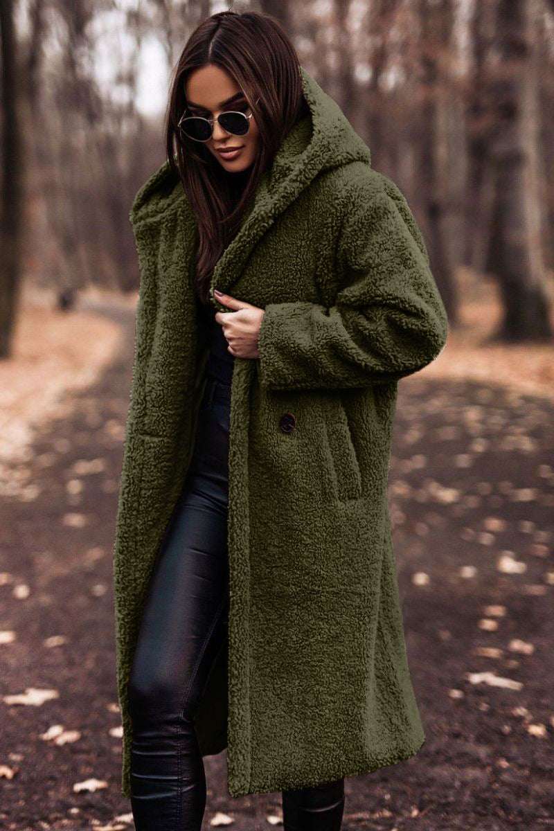 Women's Elegant Faux Fleece Long Teddy Coat Autumn Winter Fashion Elegant Long Coat | Ectron Online