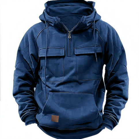 Men's Zip-Up Hoodie with Drawstring - Casual Fashion Sports Sweatshirt