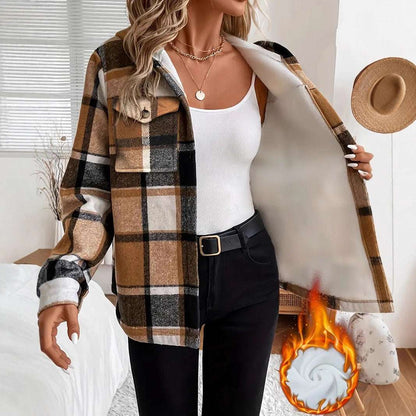 Loose Plaid Hooded Jacket - Autumn & Winter Casual Style Autumn And Winter Loose Long Sleeve Casu | Ectron Online