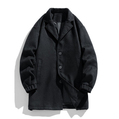 New Men's Casual Loose Mid-Length Woolen Trench Coat