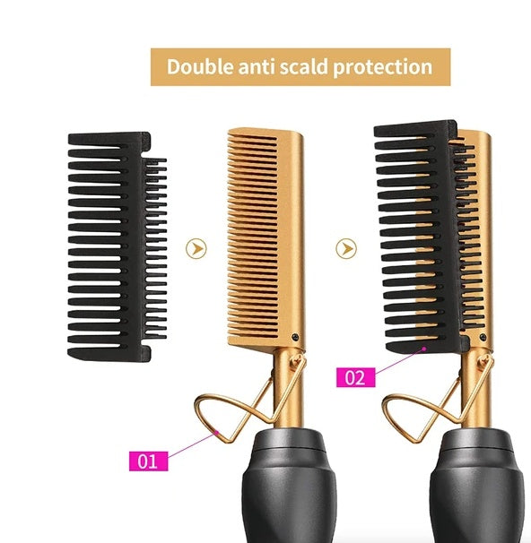 2-in-1 Electric Beard & Hair Straightener Comb