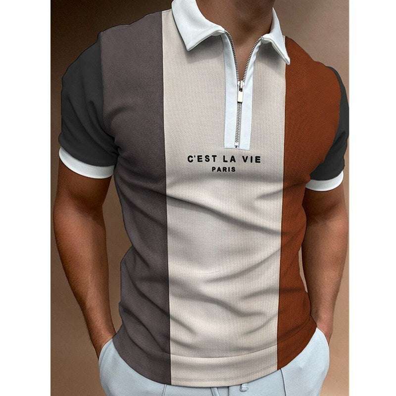 Men’s Striped Printed Polo Shirt – Short Sleeve Lapel Tee Men's POLO Shirt Striped Printed Short S | Ectron Online