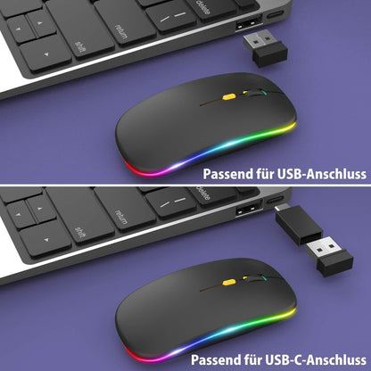 PC Maus Kabellos USB Wireless Mouse Computer Notebook Laptop Funkmaus Aufladbar