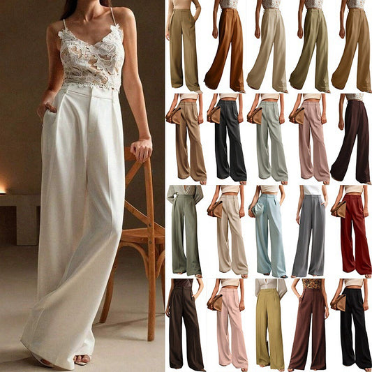Women's Casual Loose Straight Business Commute Wide Leg Pants
