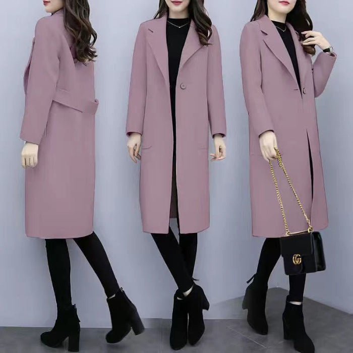 Women's Loose Wool Overcoat - Mid-length & Warm Style Mid-length Loose Wool Overcoat Women's C | Ectron Online