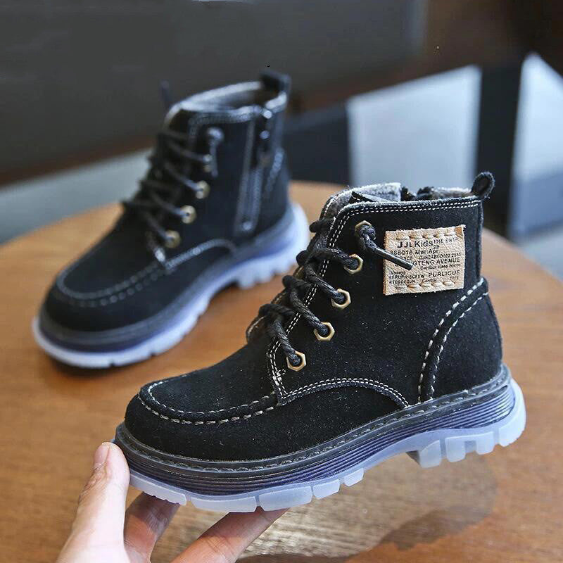 Fashionable Kids' Leather & Velvet Martin Boots Children's New Martin Boots Leather And | Ectron Online