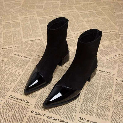 Women's Chunky Heel Skinny Boots - Pointed Toe & All-match

