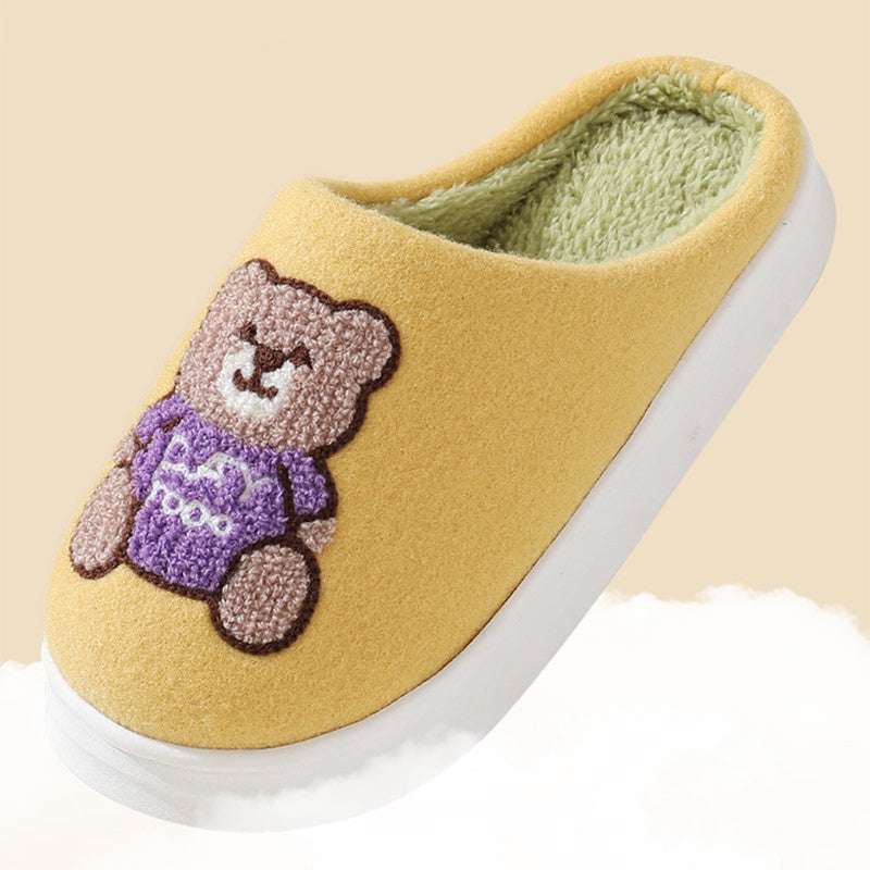 Cartoon Bear Woolen Slippers – Women’s Winter Thick-soled Shoes Lovely Cartoon Bear Woolen Slippers For | Ectron Online