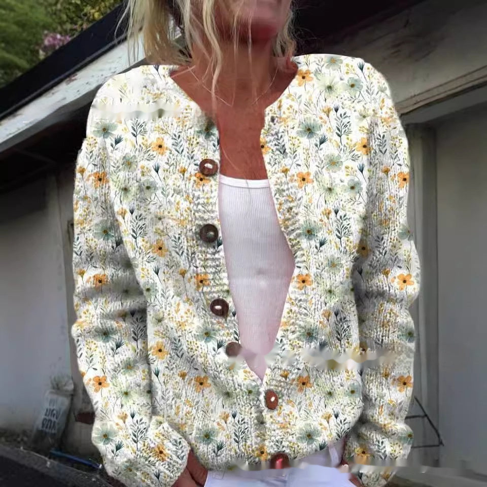 Cloak-Style Printed Cardigan Printed Casual Cloak Coat Cardigan Sweat | Ectron Online