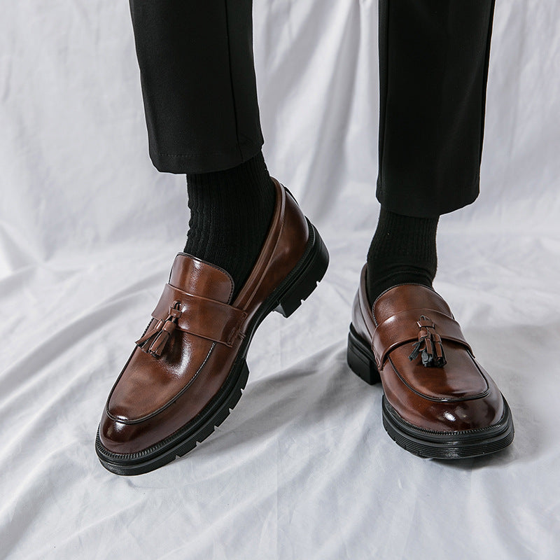Men’s Brogue Tassel Leather Shoes – Slip-On, Business Casual Brogue Business Casual Leather Shoes Men | Ectron Online