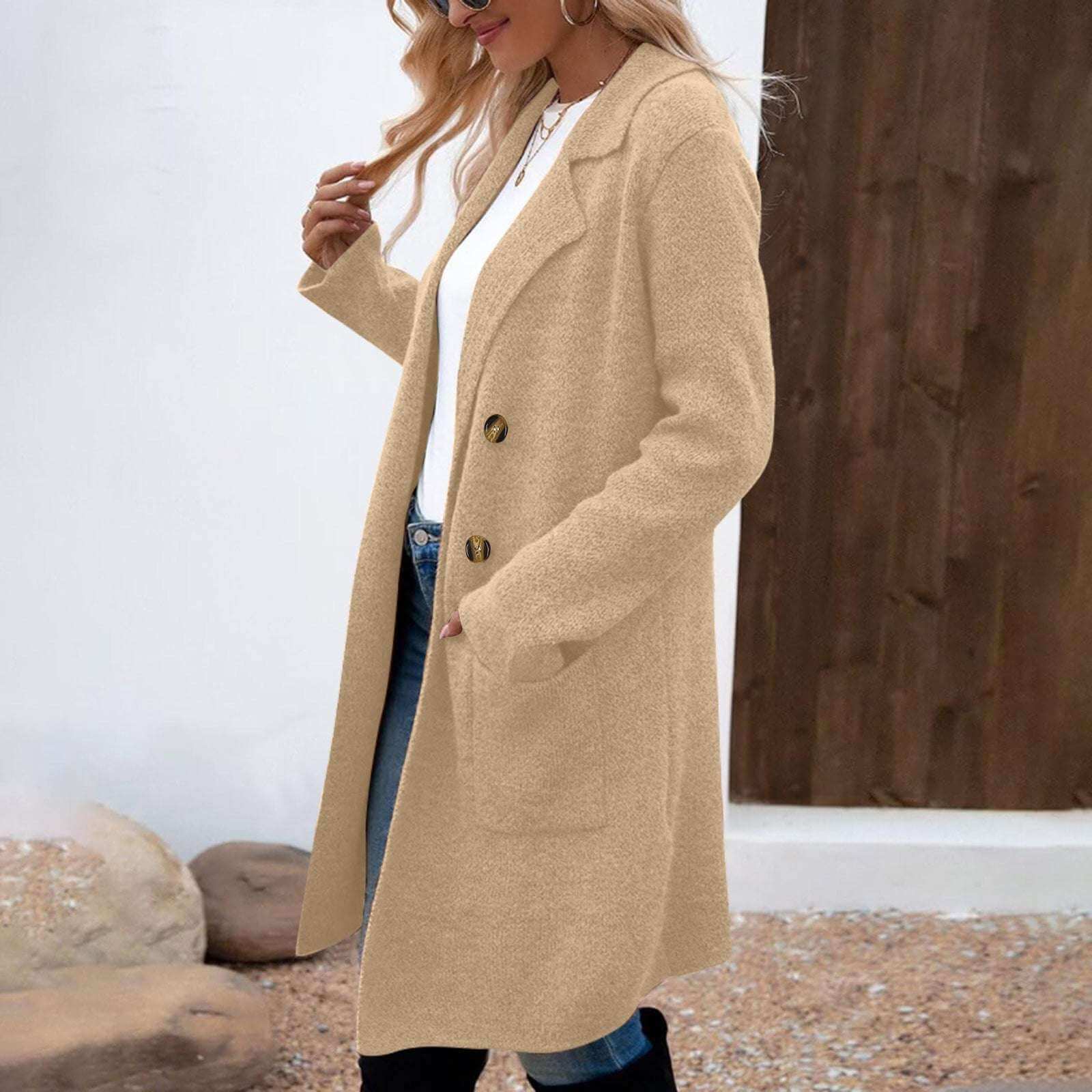 Women's Mid-Length Woolen Coat Suit Jacket Women's Fashionable All-match Mid-length | Ectron Online